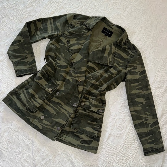 Lucky Brand Green Camo Trench Jacket Size Extra Small - Picture 3 of 11